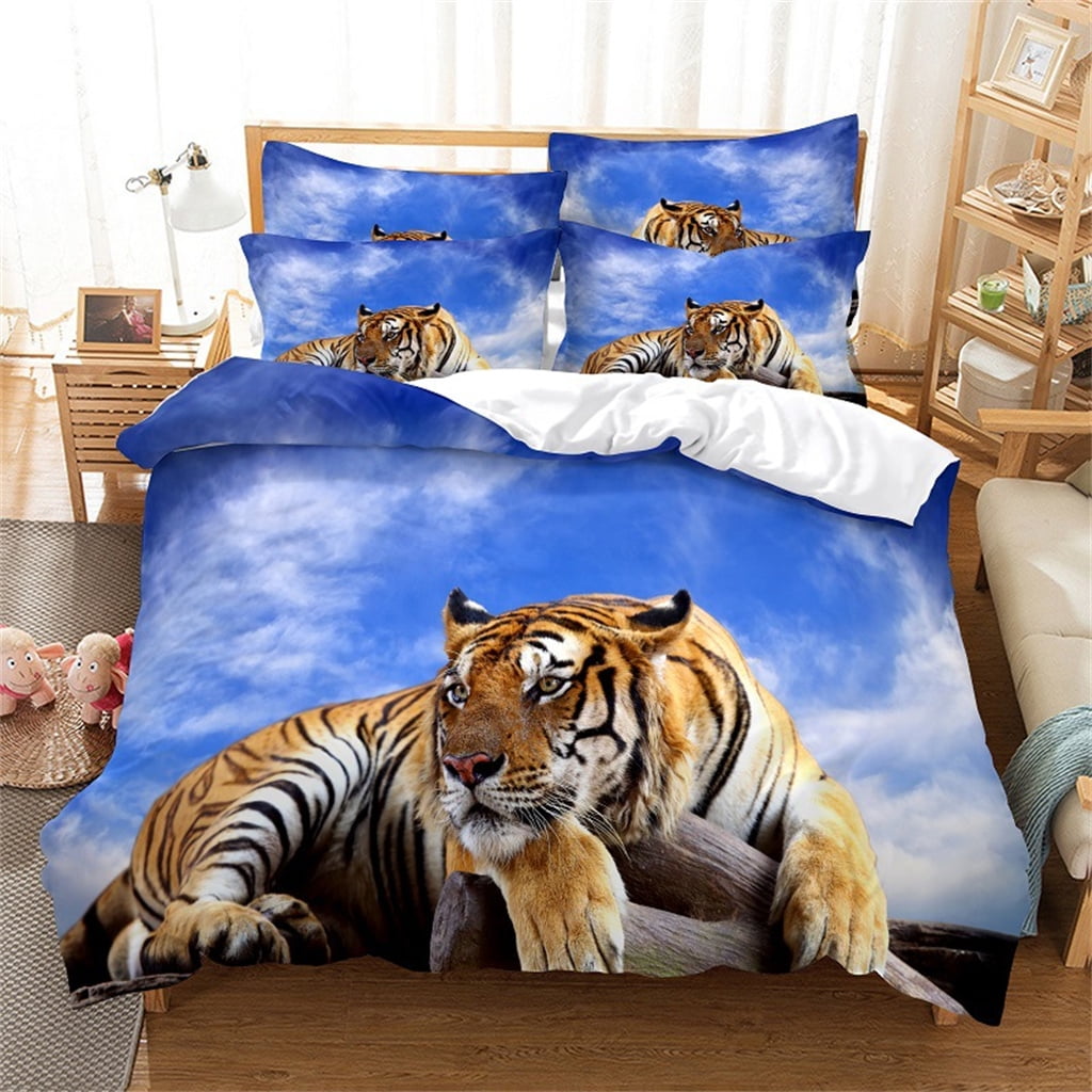 3D Animals Wolf Tiger Lion Leopard Print Bedding Duvet Cover Sets Twin