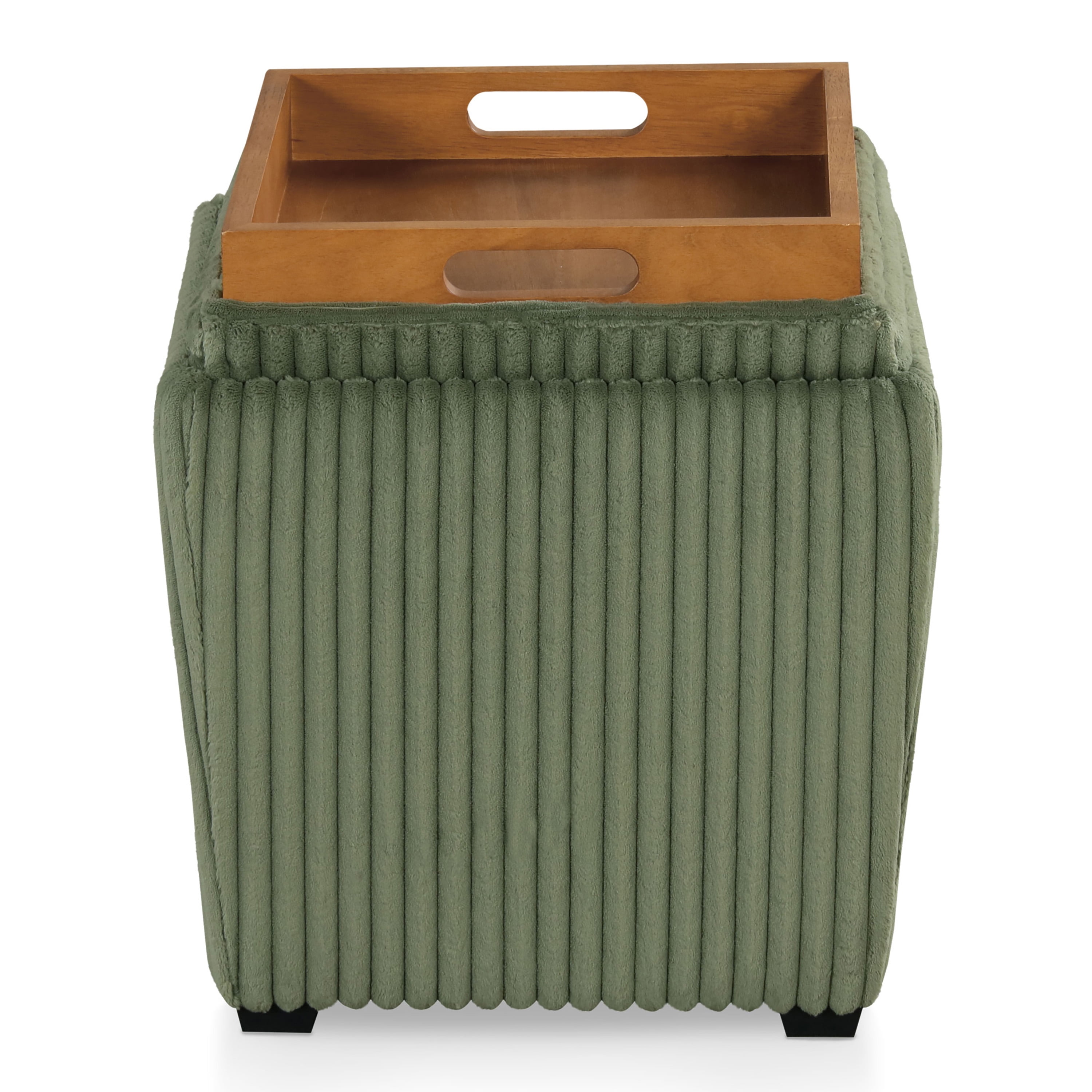 Furniture of America Cheri Modern Chenille Tray Top Storage Ottoman, Green