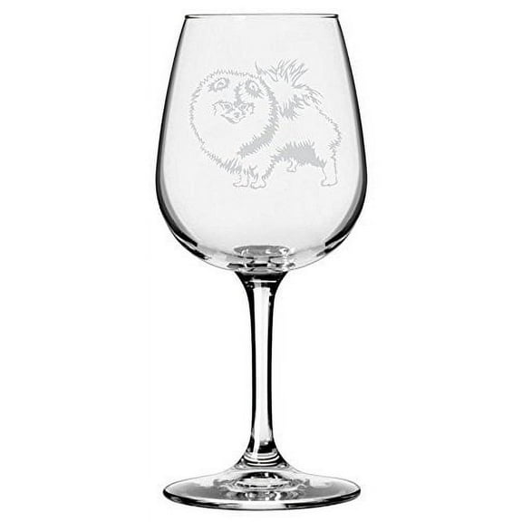 Pomeranian Dog Themed Etched All Purpose 12.75oz Libbey Wine Glass