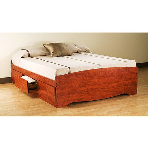 Prepac Edenvale Queen Platform Storage Bed, Cherry