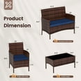 thumbnail image 5 of UDPATIO 4 Pieces Patio Furniture Sets,Outdoor Conversation Sets,Brown PE Rattan Patio Chairs with Table and Loveseat for Balcony, Porch, Backyard（Navy Blue Cushion）, 5 of 8