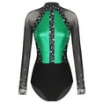 thumbnail image 3 of Alvivi Women's Long Sleeve Gymnastics Leotard Acrobatics Performer Costume Ballet Dance Bodysuit Green XL, 3 of 7