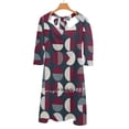 thumbnail image 4 of Pattern Circle Print Square Neck Dress Cute Loose Print Dresses Elegant Beach Party Dress, 4 of 5