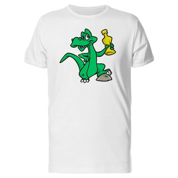 Dinosaur With Yellow Bottle T-Shirt Men -Image by Shutterstock, Male XX-Large