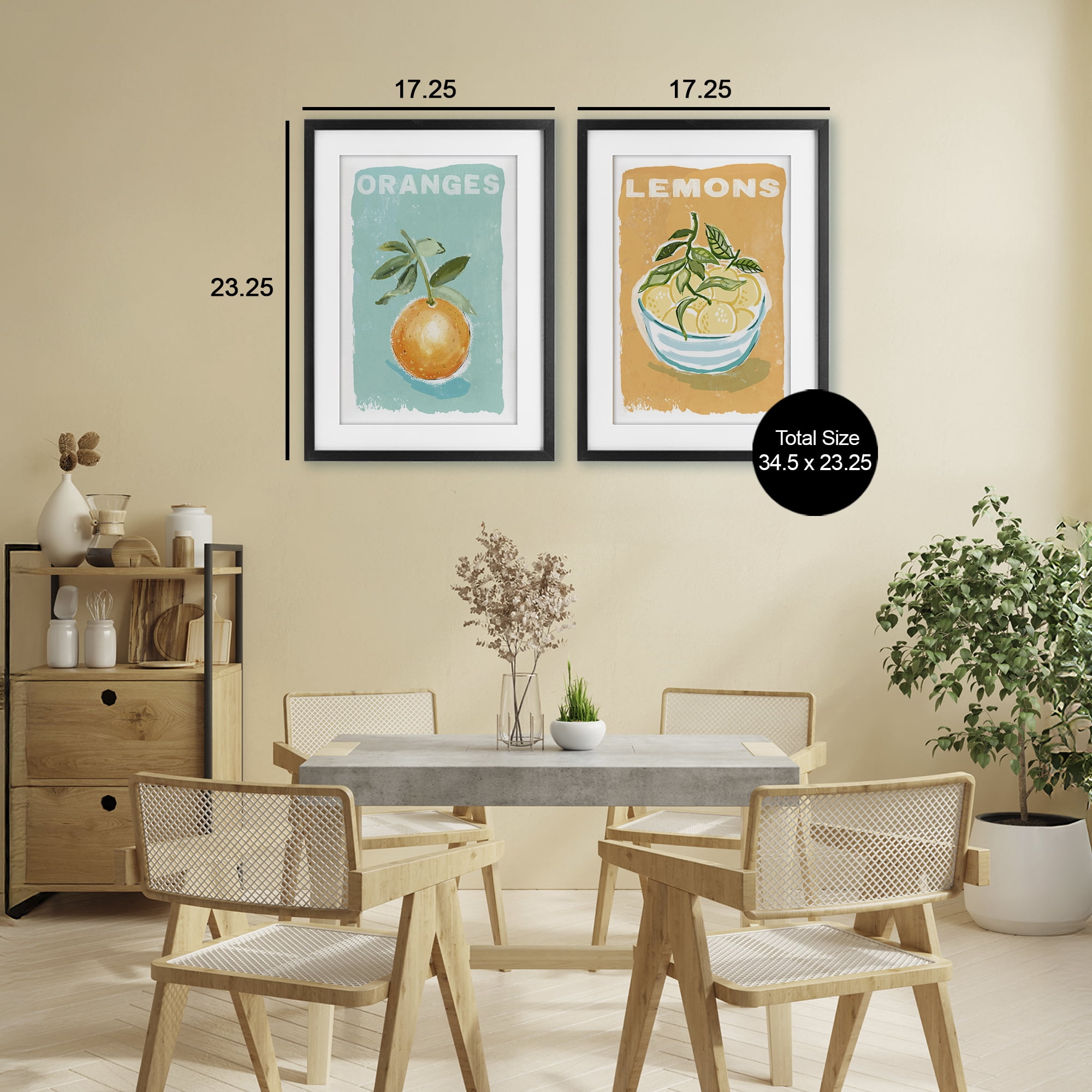 Stupell Industries Citrus Twist Motif 2 Piece Black Framed Print Under Glass Set, design by Chad Barrett