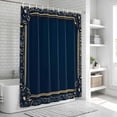 thumbnail image 5 of Retro Golden Flower Border Bathroom Shower Curtains with Hooks, Navy Blue Vintage Waterproof Fabric Washable Shower Curtain for Home Hotel Bathtub Decor 36x72 Inch, 5 of 9
