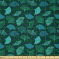 thumbnail image 2 of Ambesonne Tropical Fabric by the Yard Microfiber, Exotic Ginkgo Leaves Motif, 1 Yard, Turquoise Dark Teal, 2 of 4