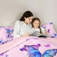thumbnail image 4 of Manfei Initial Letter L 7pcs Bedding Comforter Set,Vintage Floral Butterfly Queen Bedding Sets,Pink Purple Queen Sheet Sets For Kids,Breathable Bedroom Decoration Reversible, 4 of 8