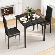 Dining Table Set, Kitchen and Chairs for 2, PU Leather Modern Room Sets for Home, Kitchen, Living Room,Black