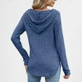 thumbnail image 4 of ABATAB Ribbed Knitted Hoodie for Women Soft Long Sleeve Button Sweatshirts with Hood Lightweight Drawstring Pullover Tops(XX-Large,Navy), 4 of 6