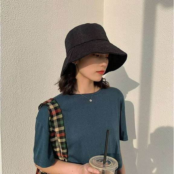 CoCopeanut Topi Bucket Wanita Musim Gugur Musim Panas Topi Pantai Gaya Tipis Sifon Topi Nelayan Panama Anak Perempuan Luar Ruangan