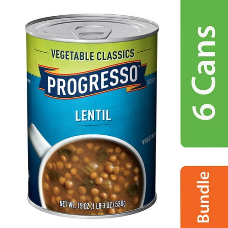 (6 Pack) Progresso Vegetable Classics Lentil Soup, 19 oz (Best Canned Lentil Soup)