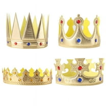 4Pcs Regal Gold King Crown, Soft Royal Prince Costume Crown for Boys Girls Birthday Gift Halloween Party Accessories