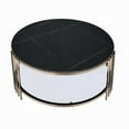 thumbnail image 3 of Abio Coffee Table, 35 Inch, Round Sintered Stone Top, Black and Gold, 3 of 5