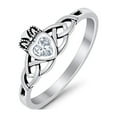 thumbnail image 2 of Celtic Knot Irish Dublin Claddagh Ring CZ 925 Sterling Silver Size 5, 2 of 6