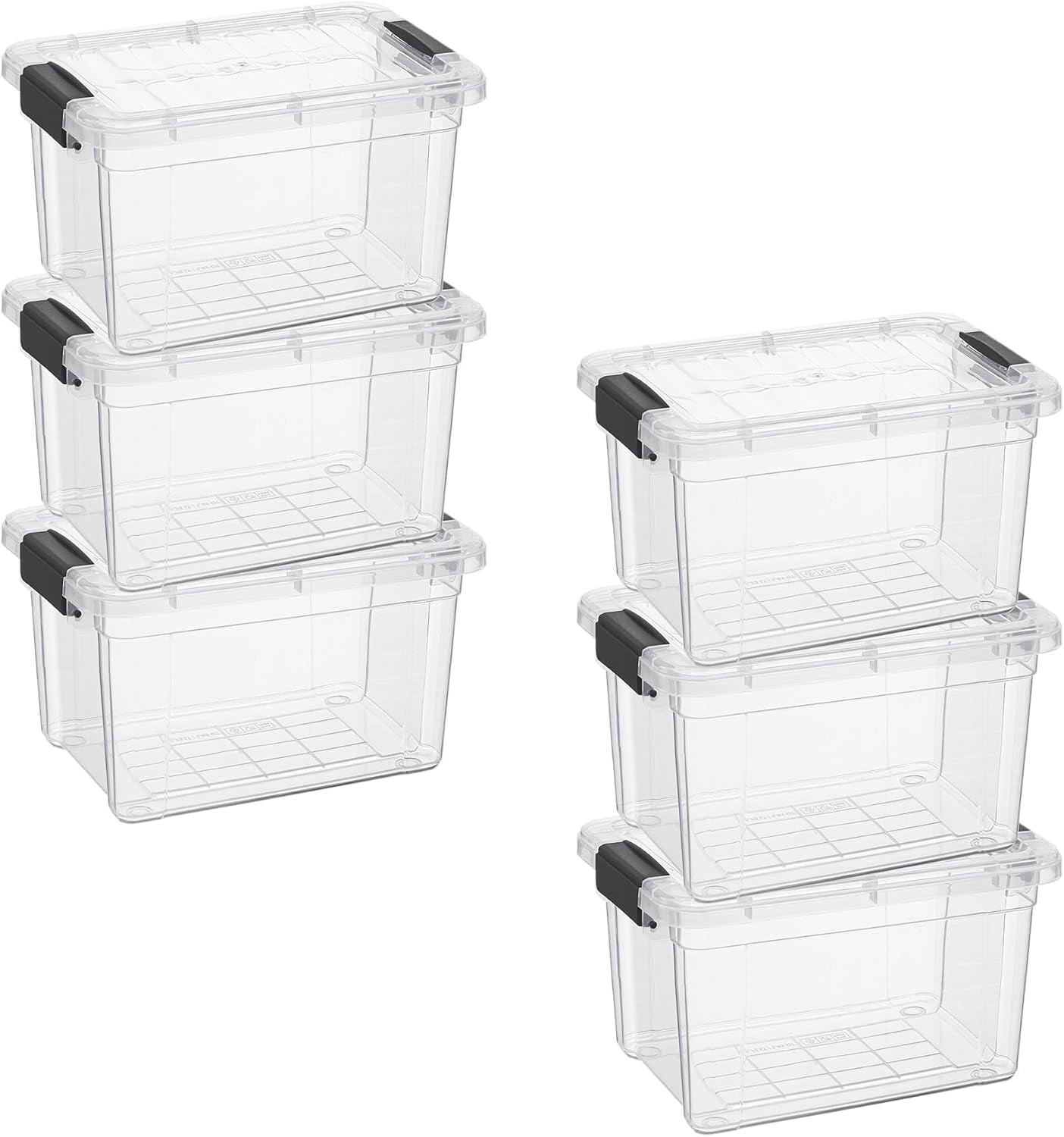 MHSIOAP-Mini Storage Container Plastic Crayon Box Art Supplies and Sewing Case Stackable Clear Small Organizer for Beads, Stationery, Chalk, and Food, 1.4 Quart, 6 Pack