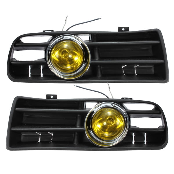 Grtsunsea Yellow Front Grille LED Fog Light Lamp Lower Grill For 19982004 VW Golf MK4 GTI TDI
