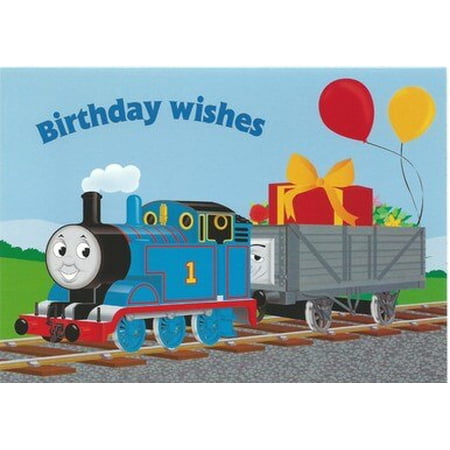 Thomas Pulling Presents Birthday Wishes Card