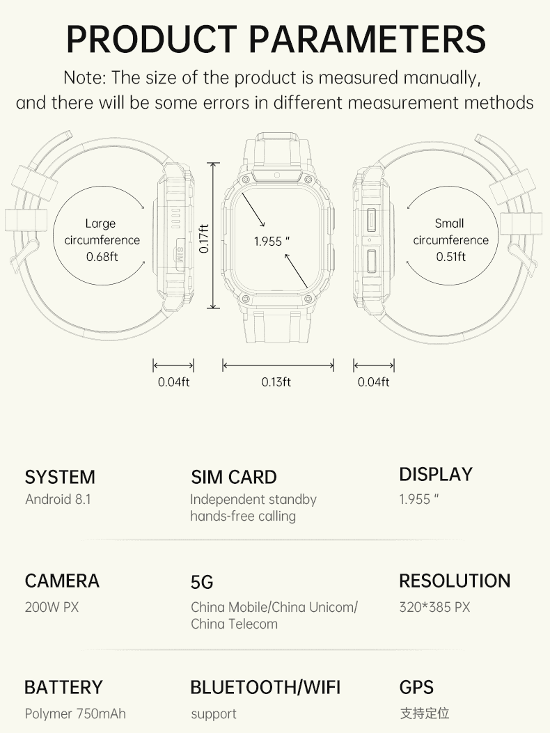 4G LTE  Smart Watch Android  for Men and Women, 1.95'' HD Screen Camera 8GB+128GB