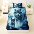 thumbnail image 3 of Manfei Mystic Moon Wolf Twin Sheets,Calm Woodland Bedding,Navy Blue,3 Pieces,1 Fitted Sheet and 1 Pillowcase, 3 of 6