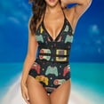 thumbnail image 7 of One Piece Swimsuit Women Tummy Control - V Neck Retro Video Game Halter Swim Suits for Women 2025, Padded Full Coverage Bathing Swim Suit for Women, 7 of 7