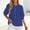 Blue, variant on 100% Cotton Womens Puff Sleeve Blouse Blue Elbow Ruffle Cuff Round Neck Partial Button Down Boho Flowy Peplum Waist,Size L