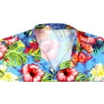 thumbnail image 4 of HAPPY BAY Men's Hawaiian Shirts Vacation Beach Shirts Casual Short Sleeve Button Down Collared Shirt Men L Blue, Floral Periwinkles, 4 of 7
