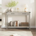 thumbnail image 4 of 43" Farmhouse Entryway Table, Rustic 2-Tier Wood Console Table with Shelf, Sofa Table for Living Room, Hallway, or Foyer, Grey, 4 of 8