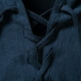 thumbnail image 5 of Men’s Retro Lace up Long Sleeve Linen Shirts Renaissance Henley Shirt, Medieval Viking Costume Pirate Tops Navy S, 5 of 9