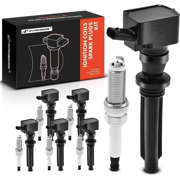 A-Premium Set of 6 Ignition Coil Pack and Iridium Spark Plugs Compatible with Jaguar F-Pace 2017-2020, XF 2013-2019, XJ 2013-2019, XE 2017-2019, F-Type 2014-2020, 3.0L, Replace# C2Z18619, NGK93476