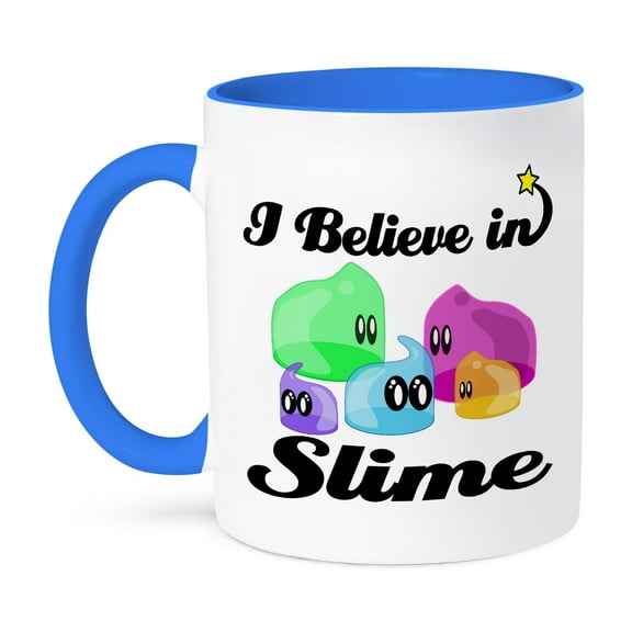 3dRose, I Believe In Slime, 11oz Two-Tone Blue Mug