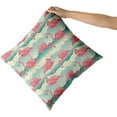 thumbnail image 3 of Flamingo Throw Pillow Covers Decorative Pink Bird Pillowcases Tropical Bird Cushion Cover Wildlife Animal Flamingos With Green Ripple Throw Pillows For Home Sofa Couch Summer Holiday Decor 20*20, 3 of 7