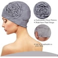 thumbnail image 2 of 4 Pieces Cotton Chemo Turban Headwear, Soft Cancer Elastic Cap for Women with Hair Loss-Black, Brown, Khaki, Navy, 2 of 4