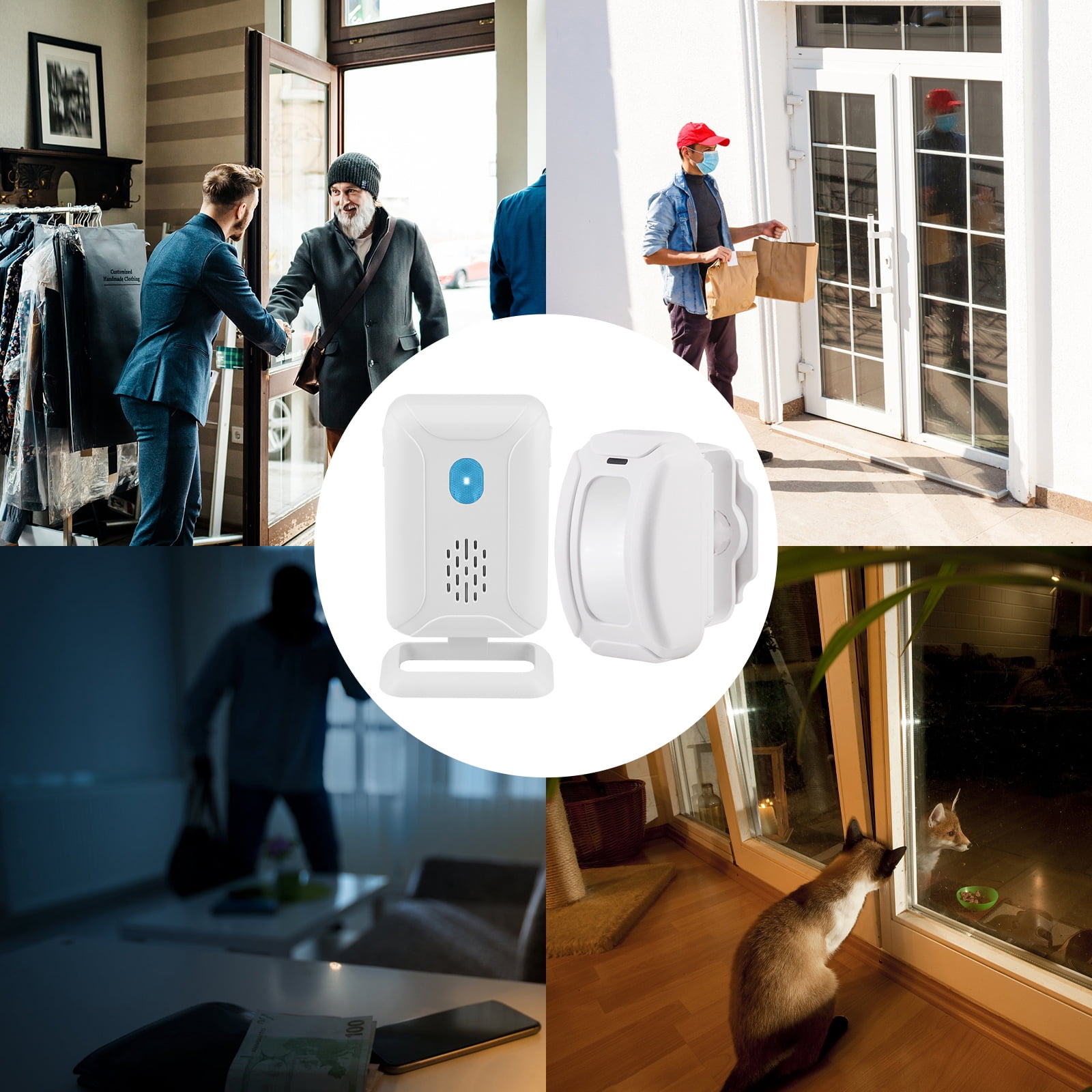 Greencycle Motion Sensor Doorbell,Motion Sensor Door Chime,Door Chime for Business When Entering,Anti-theft,Easy Installation,36 Ringtones & 5 Rings,for Front Porches, Gates, Homes, Offices,4PK