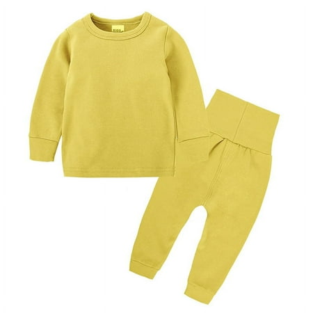 

Toddler Boys Girls Belly Protection Suit Long Sleeve Trousers Spring and Autumn Home Clothes Solid Color Elastic Soft Belly Protection Pants 1-6Y