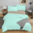thumbnail image 2 of DNG Creations 1 Piece Ruffle Diamond Comforter All Season 550 GSM California King Size - 800 Threads Count, 100% Egyptian Cotton Solid Auqa Blue Colour, 2 of 7