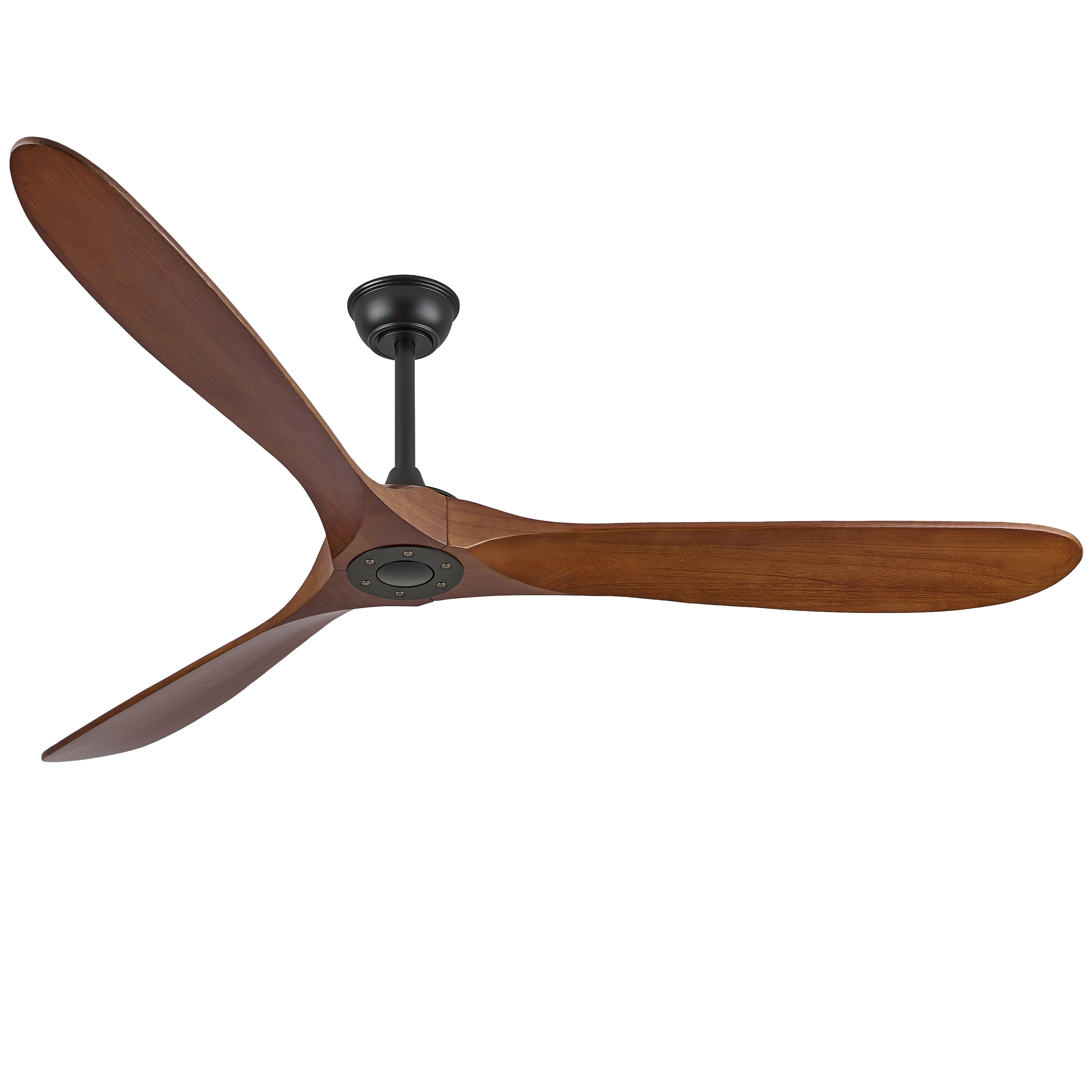 72 Inch Solid Wood Walnut Coastal Farmhouse Indoor Outdoor Patio Propeller Ceiling Fan with Remote DC Motor