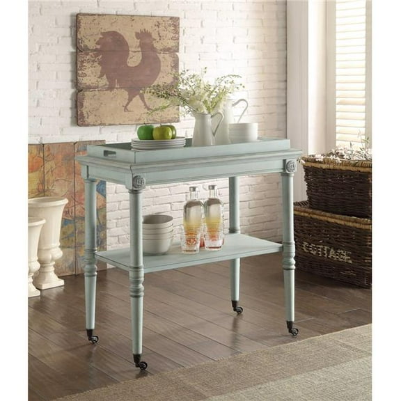 Home Roots Furniture 286343 32 x 30 x 18 in. MDF & Solid Wood Leg Tray Table - Antique White
