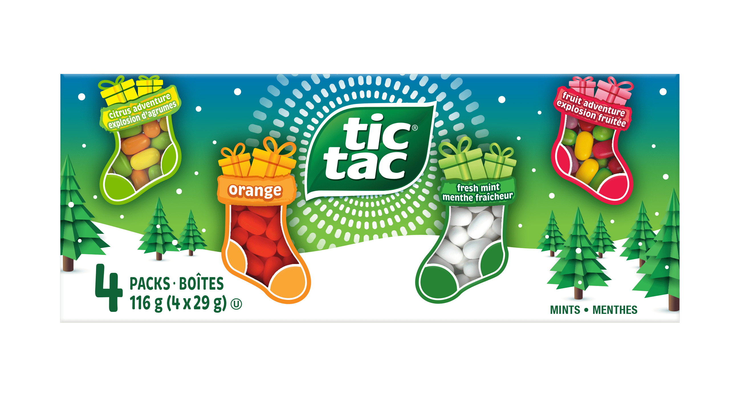 TIC TAC Mints, Holiday Stocking Stuffer, 116 grams, 4 Count Single Packs, 116g, pack of 4