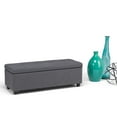 thumbnail image 6 of Simpli Home Castleford 48 inch Wide Contemporary Storage Ottoman in Slate Grey Linen-Look Fabric, 6 of 12