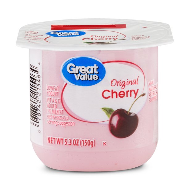 Great Value Cherry Lowfat Original Yogurt 5.3 oz