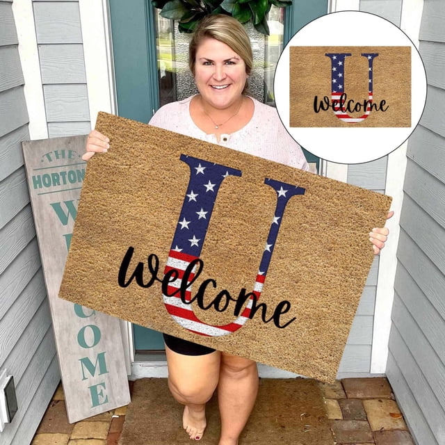 ViLaViDeca 4th Of July Door Mat Patriotic Doormat Entryway Rug Welcome Independence Day Doormat Stain And Fade Patriotic Decor Welcome Outdoor Mat Decorative For Home