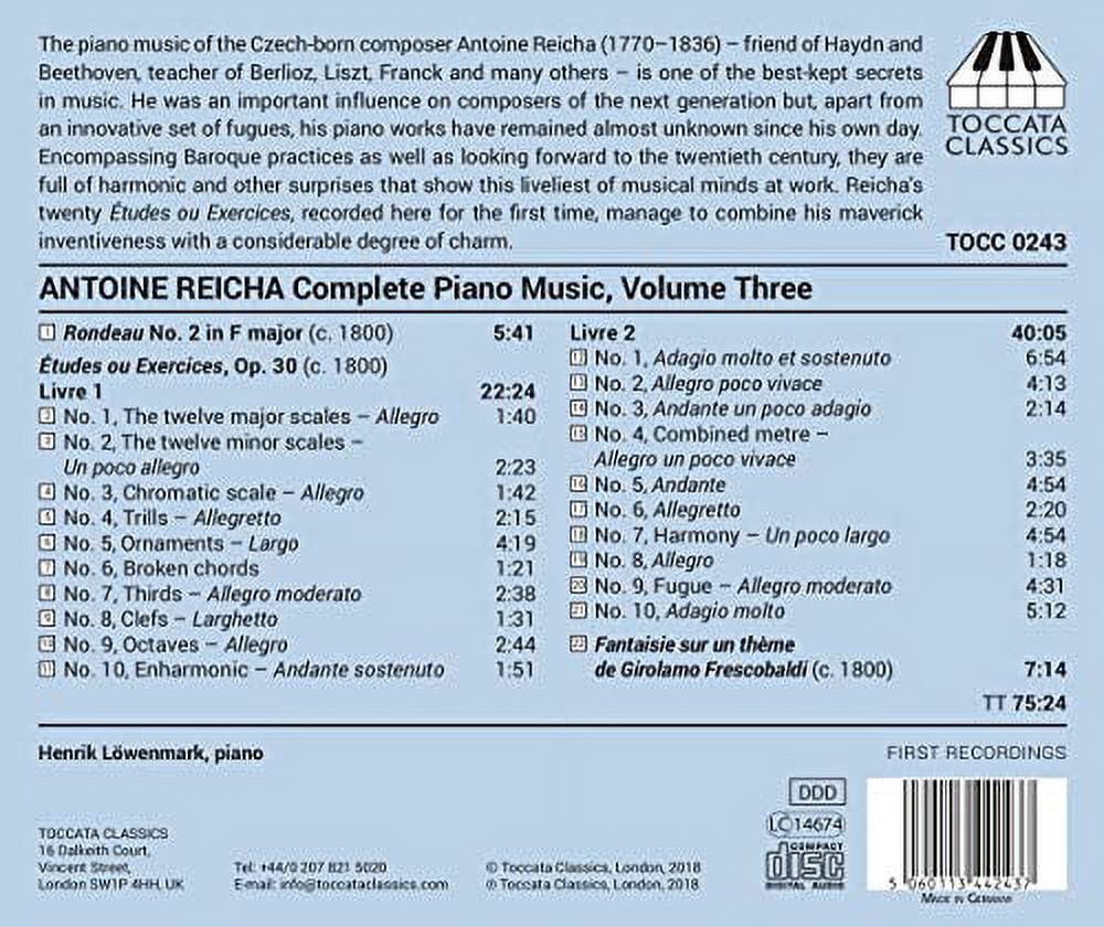 Reicha / Lowenmark - Complete Piano Music 3 - Music & Performance - CD