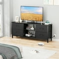 GIKPAL Dresser TV Stand, Black Dressers for Bedroom TV Stand 4 Drawers with Power Outlet for 50 ...