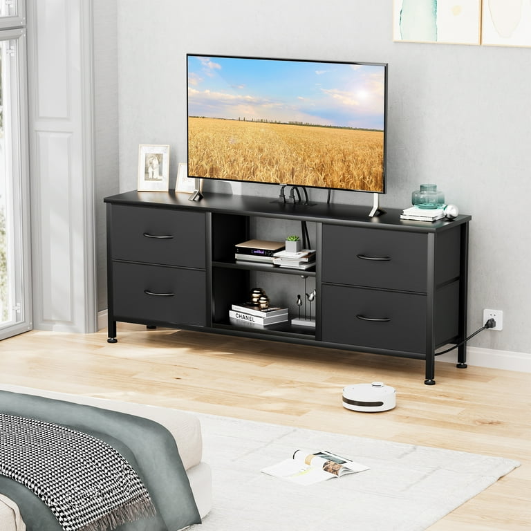 50 inch black dresser 9 Drawer Dresser TV Stand For 55 Inch TV Charcoal Wood Grain —  ShipItFurniture main image 0