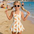 thumbnail image 3 of Tutolipy Carrot Print Girls One Piece Swimsuit, Sleeveless Bathing Suit Girls One Piece Swimsuit with Skirt Built in Shorts Swimsuits for Beach Size 12-13 Years, 3 of 8