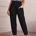 thumbnail image 2 of Summer Pants for Women Solid Trouser Pant Casual Baggy Elastic Waist Trouser Wide Leg Pant With Pocket Fashion Investments Pants for Women S Jogging Size 2x Petite Exercise Yoga Black 4XL, 2 of 4