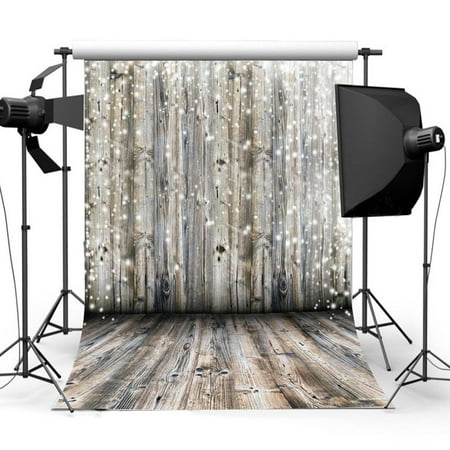 NK HOME Studio Photo Video Photography Backdrops 3x5ft Rustic Wood Planks Lights Printed Vinyl Fabric Background Screen
