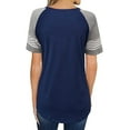 thumbnail image 4 of Women's Summer Long/Short Sleeve Shirts Crew Neck Tees Striped Color Block Blouse Tops, 4 of 6