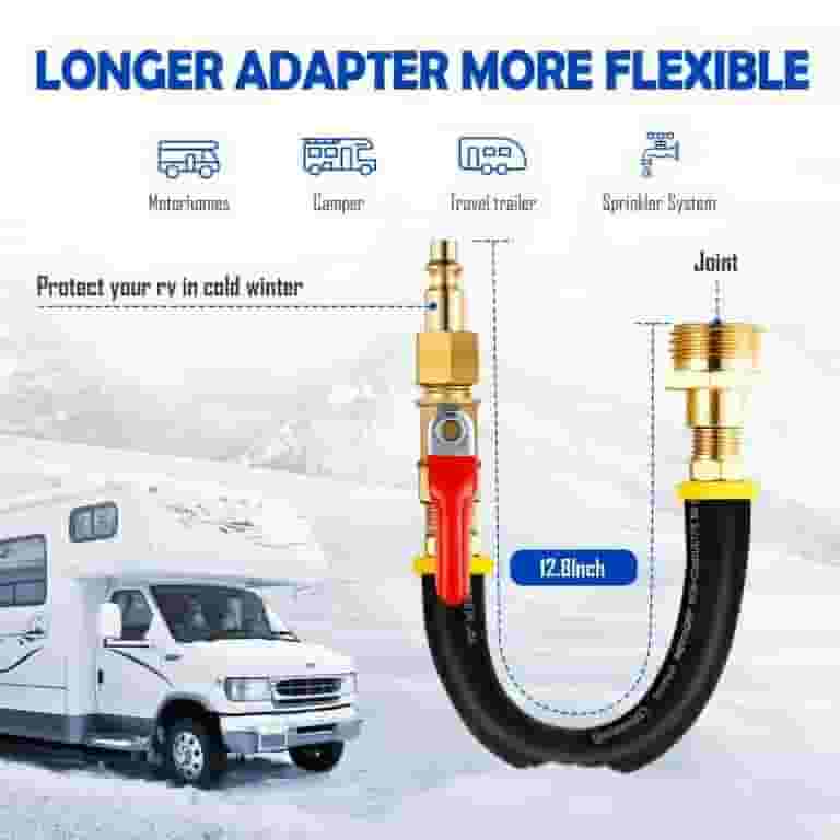 Camper Winterizing Kit Blowout Shut Off Valve Adapter Hose - Foto 2